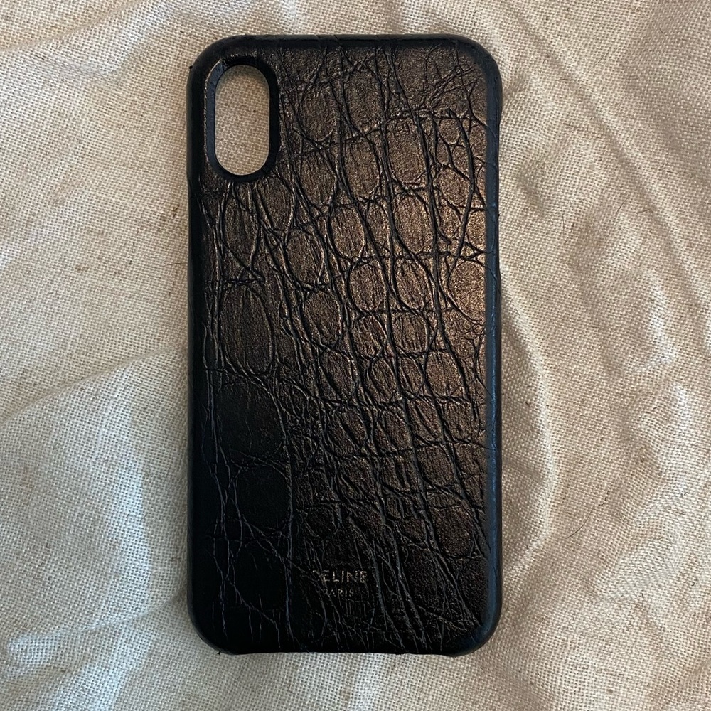 Celine black leather IPhone X case